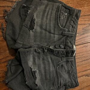 Free People Charcoal Distressed Denim Shorts